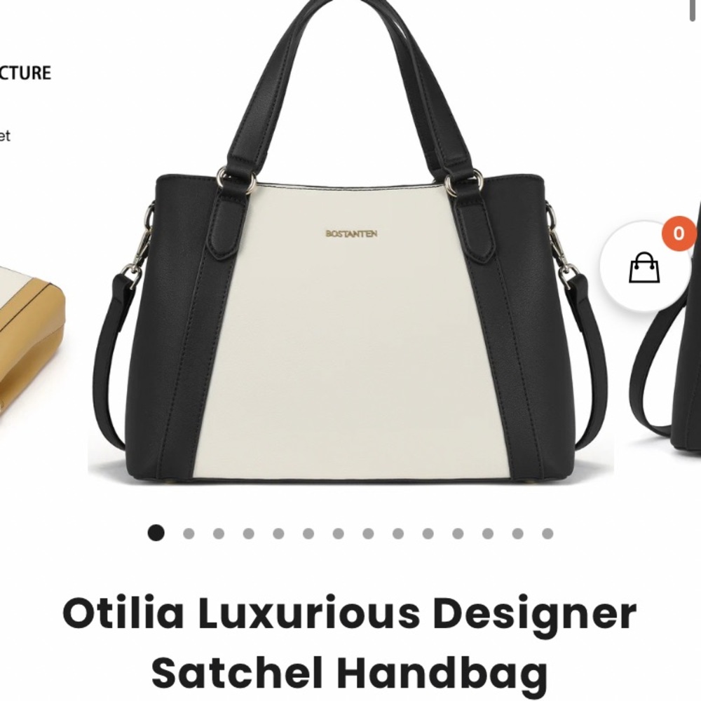 Bostanten cream/black leather handbag